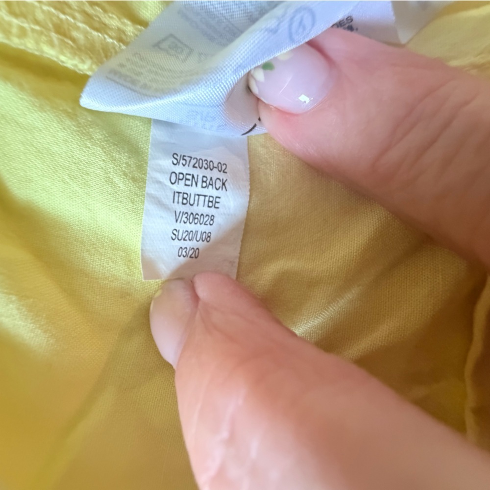 Banana Republic Yellow Ruffle Flutter Sleeve Blouse Petite Small Cotton Top - Picture 8 of 11